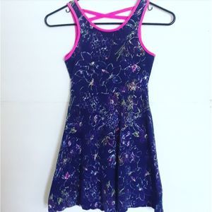 SO Floral Print Fit & Flare Dress Navy Girls XS